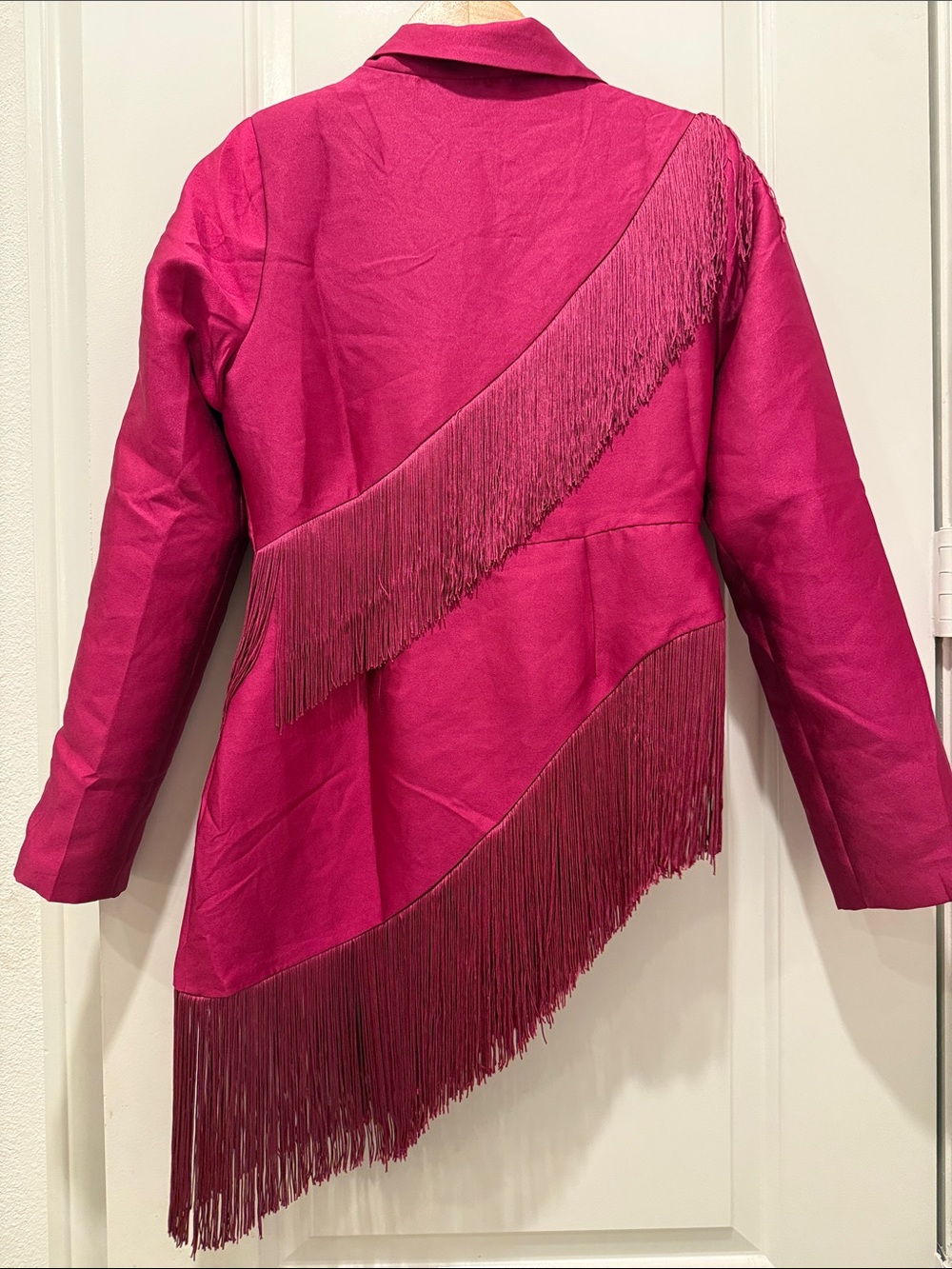 Sugarlips Fuchsia Fringe Satin Blazer - Picture 4 of 14